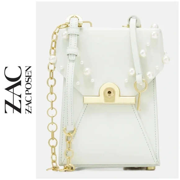 ZAC Zac Posen Amelia Embellished Leather Phone Crossbody Bag EUC - Picture 1 of 17